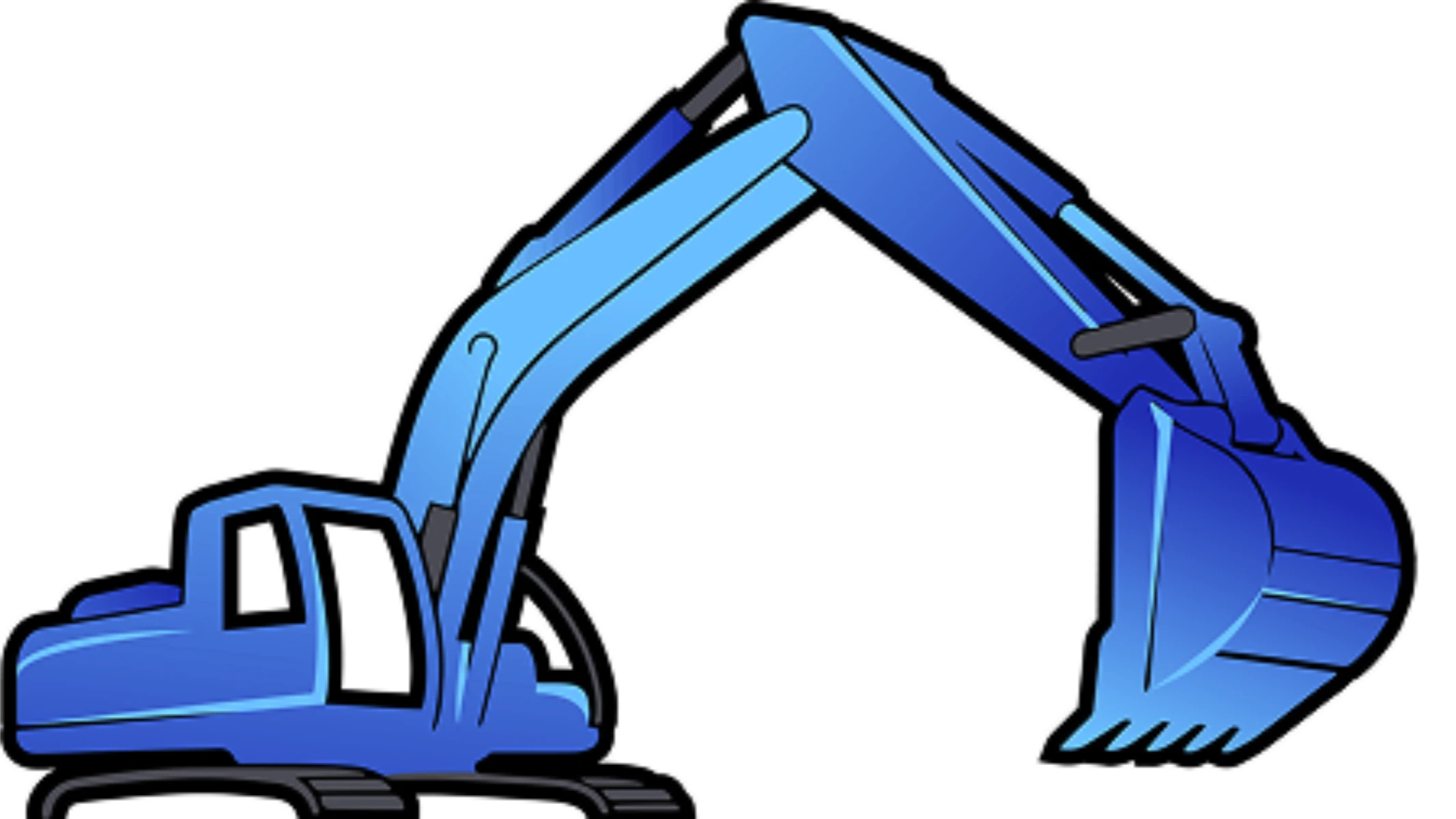 Niebieska koparka na czarnym tle obrazująca wykonanie wykopów